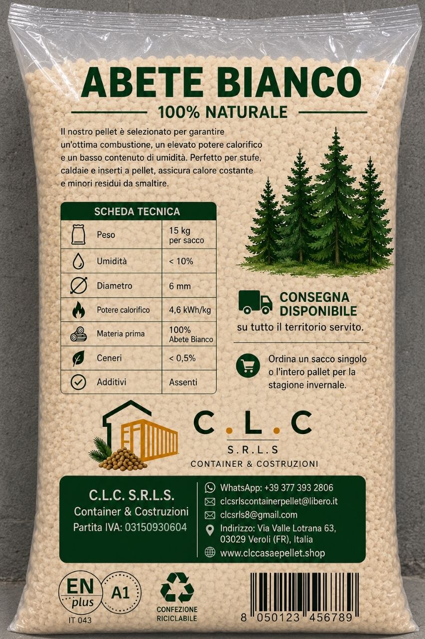 Pellet Premium Certificato – Pedana 60 Sacchi da 15 kg