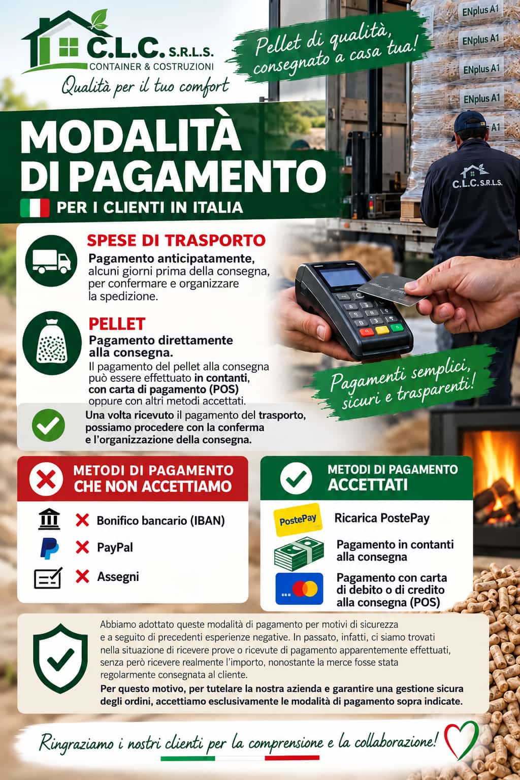 Pellet Premium Certificato – Pedana 60 Sacchi da 15 kg